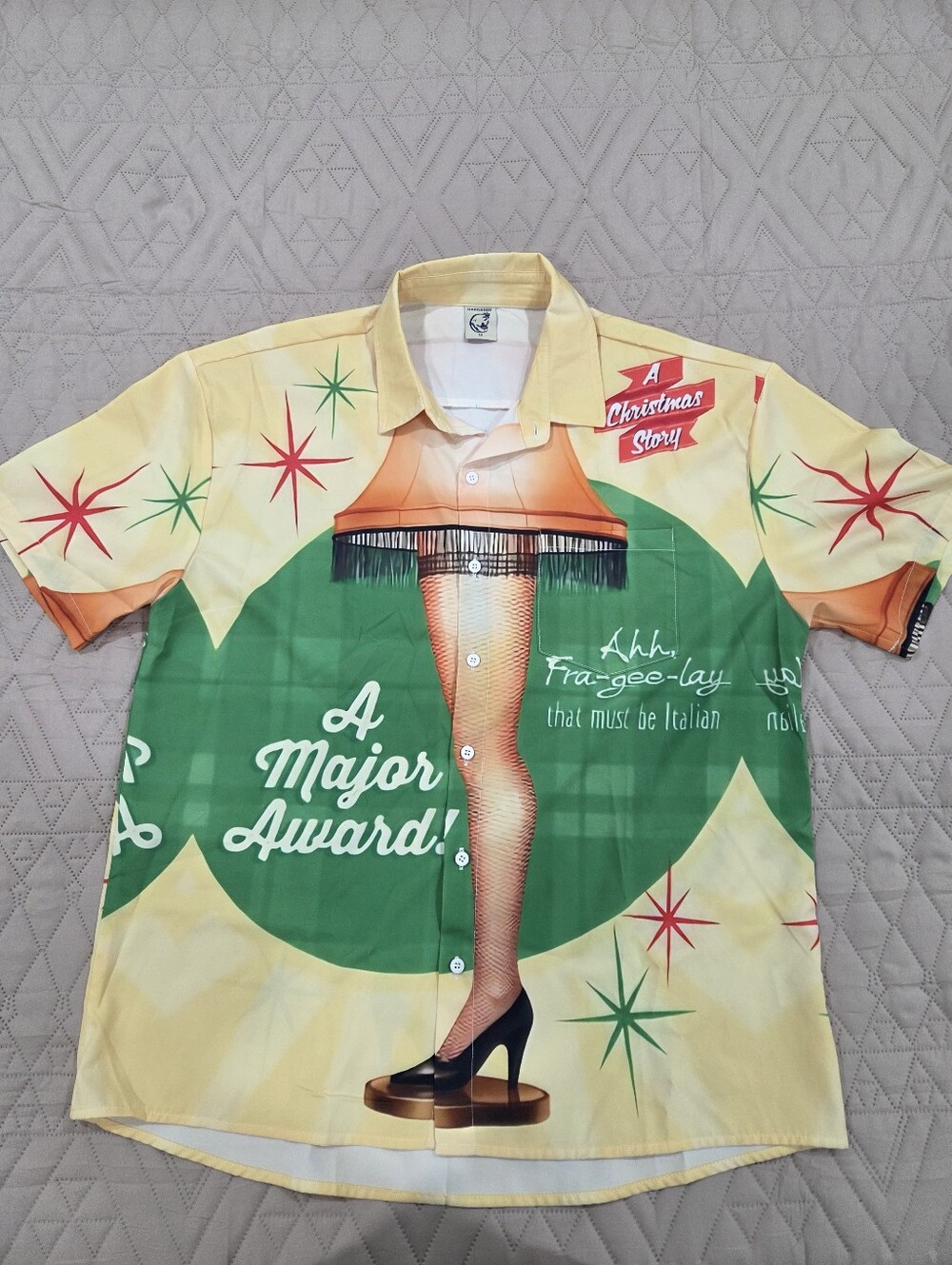 Hardaddy Men’s Medium A Christmas Story Leg Lamp Major Award Button Down Medium